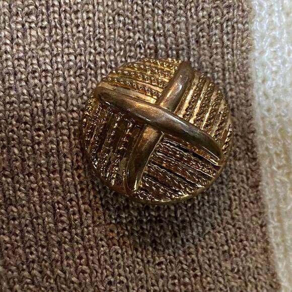 Vintage Mita 2 Piece Knit Cardigan & Skirt Set Matching Cream Tan Womens 18 - Picture 6 of 11